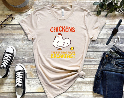Chickens The Pet That poops Breakfast Shirt, Funny Chicken Gift,Farm Animal Shirt,Chicken Lover Gift, Backyard Chicken, Farmer Market